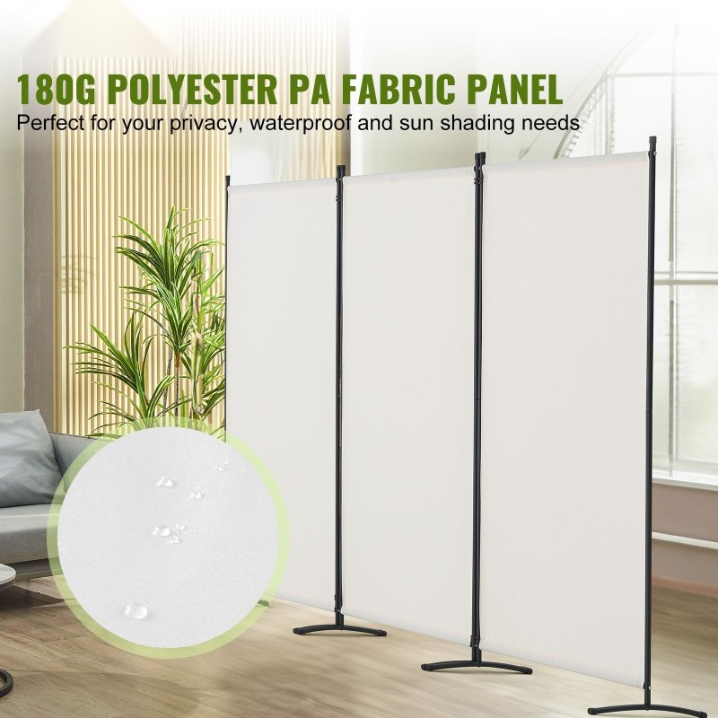 Tilanjakaja 3-paneelinen polyesterikangas säädettävä korkeus taittuva valkoinen