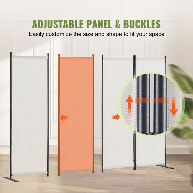 Tilanjakaja nelipaneelinen polyesterikankainen valkoinen metallijalustainen säädettävä vapaasti seisova taittuva