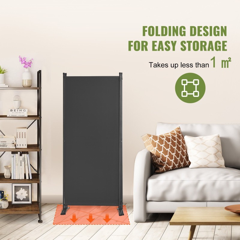 Tilanjakaja kolmiosainen kangaspintainen avattuna 228 senttimetriä leveä 184 senttimetriä korkea harmaa polyesterikangas