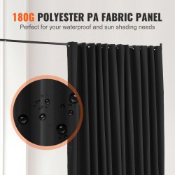 Huoneen jakaja pyörillä metallirunkoinen polyesterikangas 180g 308x45x245 cm musta