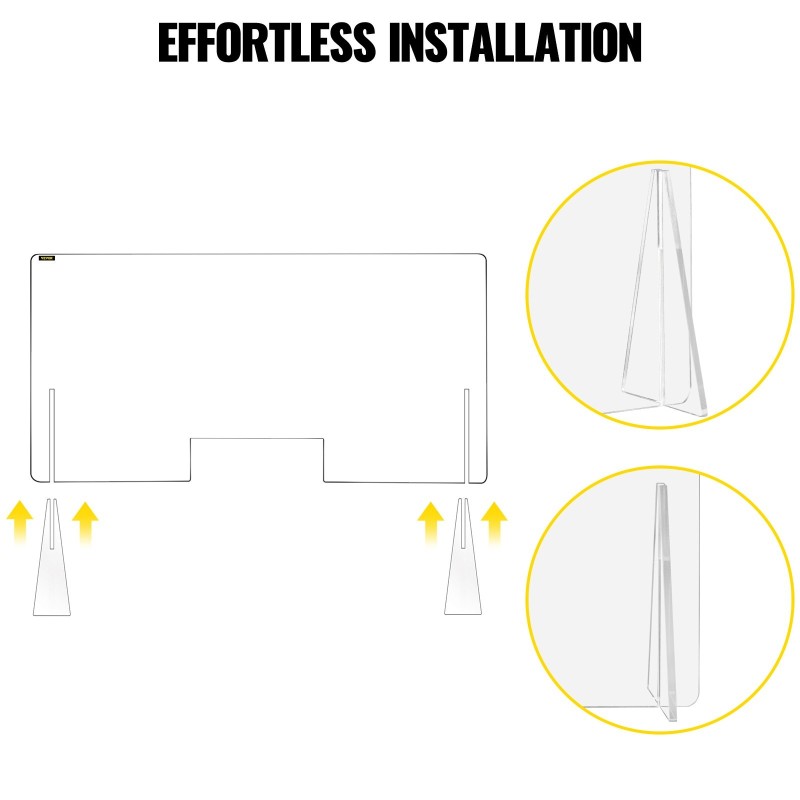 Akryylinen yskänsuoja tiskille 60x120 cm 5 mm asiointi-ikkunalla 2 jalustaa