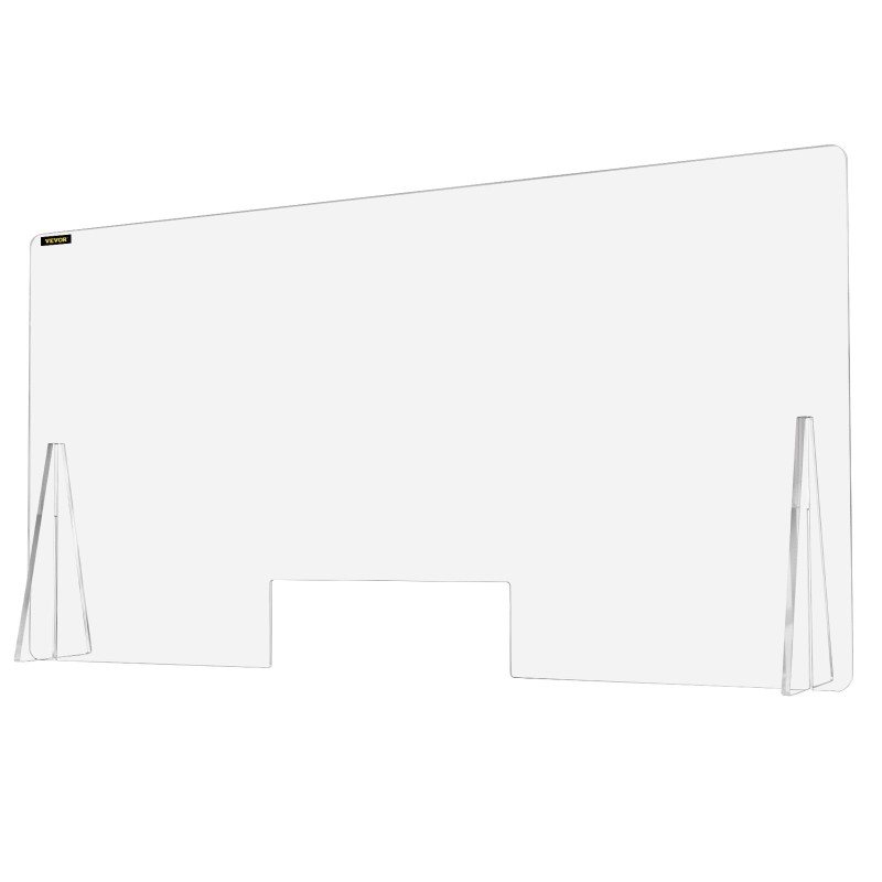 Akryylinen yskänsuoja tiskille 60x120 cm 5 mm asiointi-ikkunalla 2 jalustaa