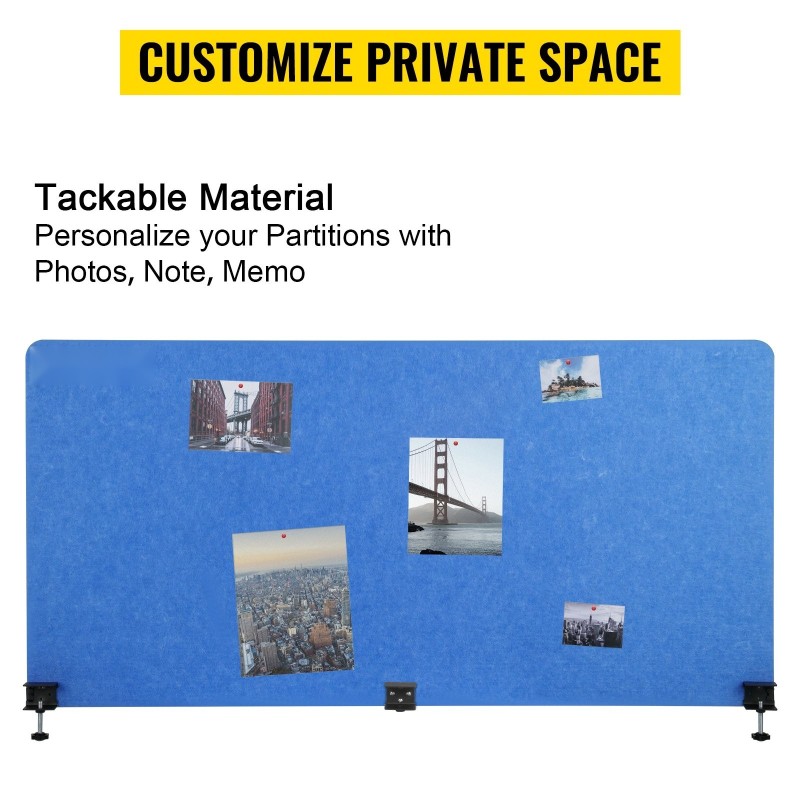 Pöytäsermi kolmiosainen polyesterikuituinen laivastonsininen puristimilla kiinnitettävä 152x61 ja 61x61 cm