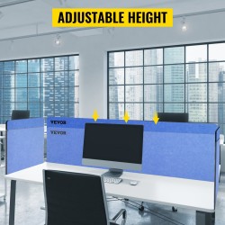 Pöytäsermi kolmiosainen polyesterikuituinen laivastonsininen puristimilla kiinnitettävä 152x61 ja 61x61 cm