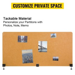 Pöytäsermi kolmiosainen ääntä vaimentava polyesterikuitu 152x61 ja 61x61 cm keltainen