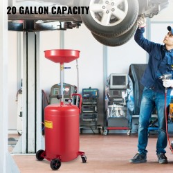 Jäteöljysäiliö teräs 80 litraa siirrettävä paineilmatoiminen korkeussäädettävällä suppilolla pyörillä