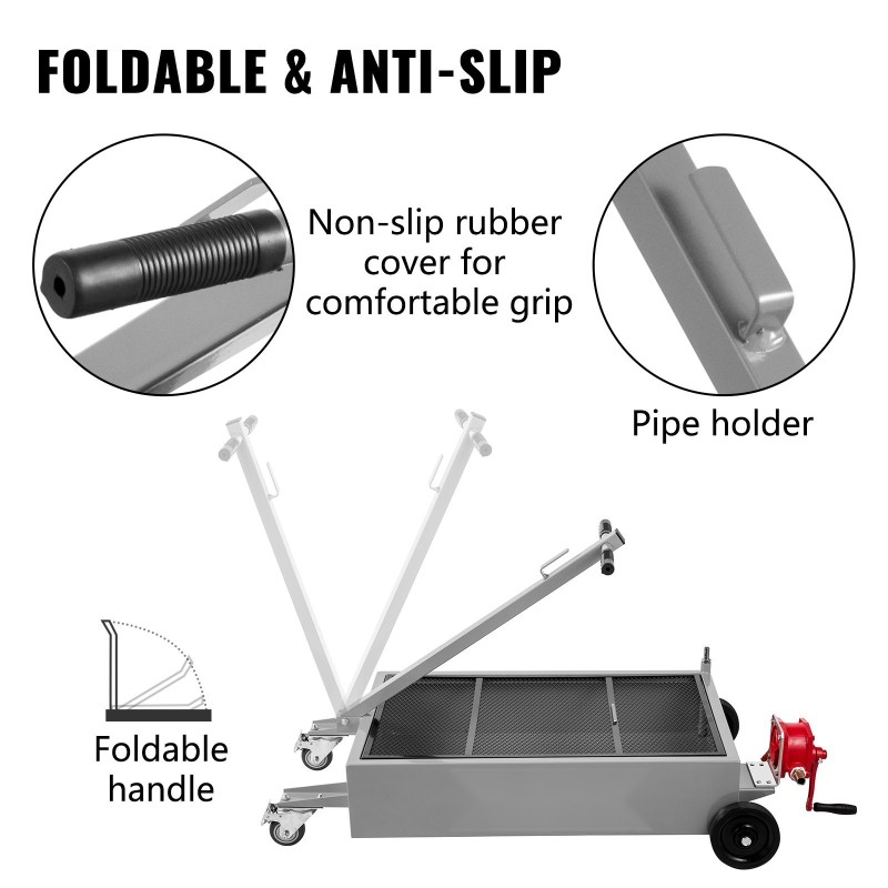 Matalarunkoinen öljynkeräysastia 57 litraa teräs käsipumpulla pyörillä