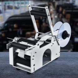 Puoliautomaattinen sähkökäyttöinen etiketöintikone alumiinirunkoinen pyöreille pulloille 2–12 senttimetriä 20–50 etikettiä