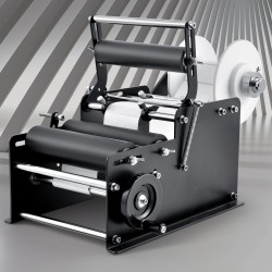 Manuaalinen pyöreiden pullojen etiketöintikone ruostumatonta terästä säädettävä pullonkoko 20–120 mm