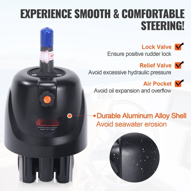 Hydraulinen perämoottorin ohjausjärjestelmä alumiiniseos yhden moottorin 150 hv kaksi 6,1 m letkua