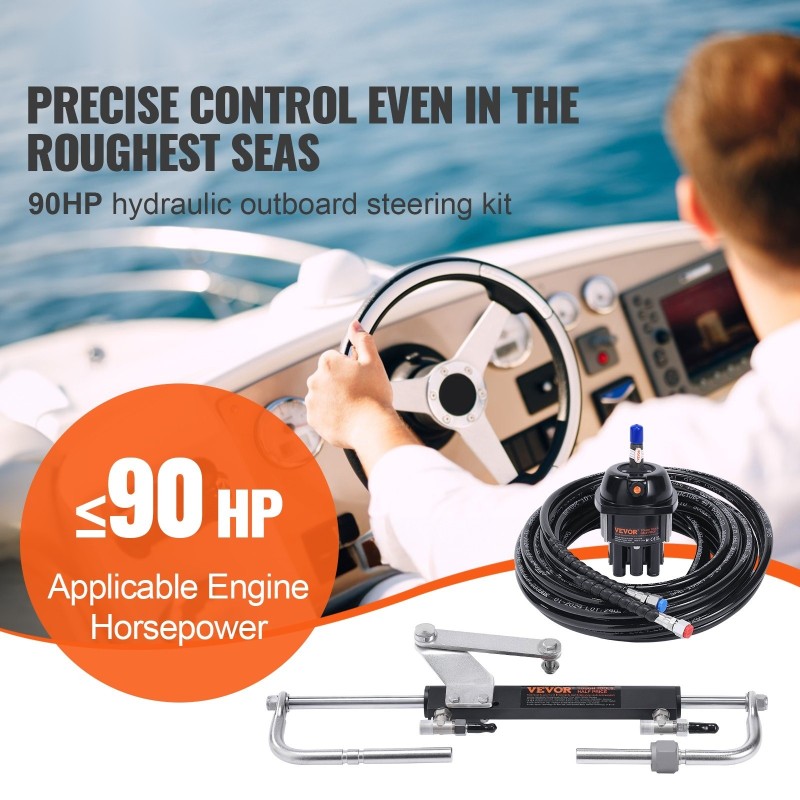 Hydraulinen perämoottorin ohjausjärjestelmä enintään 90 hv alumiiniseoksinen ohjauspumppu 731,5 cm letkusarja