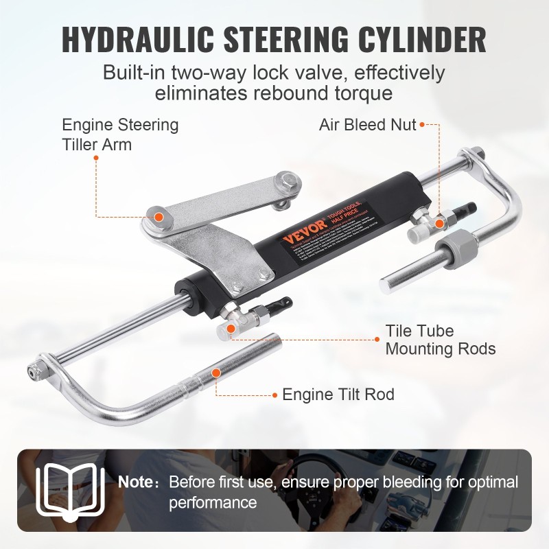 Hydraulinen perämoottorin ohjausjärjestelmä enintään 90 hv alumiiniseoksinen ohjauspumppu 731,5 cm letkusarja