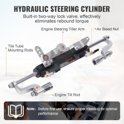 Hydraulinen perämoottorin ohjaussarja enintään 300HP yksimoottorisille veneille alumiiniakselilla 792 cm letkuilla