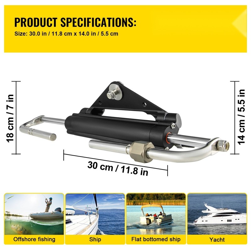 Hydraulinen etuasennettava perämoottorin ohjaussylinteri alumiiniseosrunko HC4645H enintään 150 hv