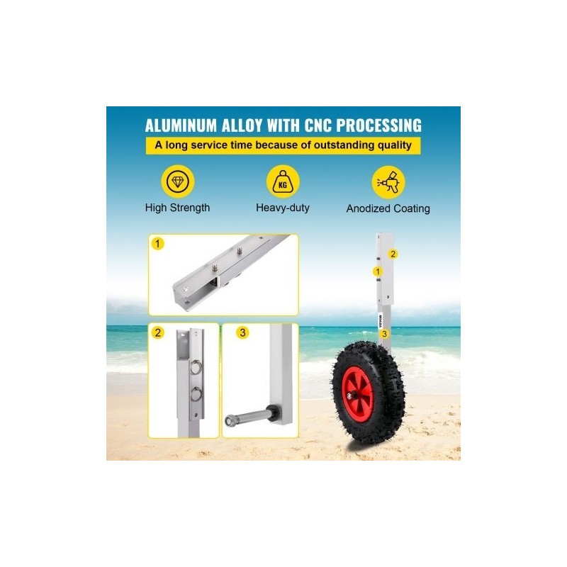 Peräpeiliin asennettava veneen kuljetuspyöräsarja 12 tuuman ilmakumirenkailla alumiiniseosvarret 4 pikalukitustappia 272 kg