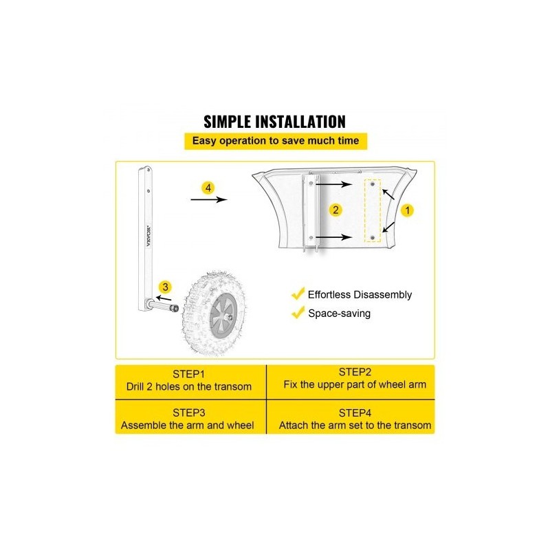 Peräpeiliin asennettava veneen kuljetuspyöräsarja 12 tuuman ilmakumirenkailla alumiiniseosvarret 4 pikalukitustappia 272 kg