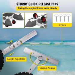 Veneen kuljetuspyöräsarja alumiinivarret 30,5 senttimetriä kumipyörät 227 kilogramman kantavuus 4 pikalukitustappia