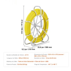 Lasikuituinen vetojousi 129,5 m 6,35 mm terästelineellä 3 vaihdettavaa vetopäätä eristävä rakenne