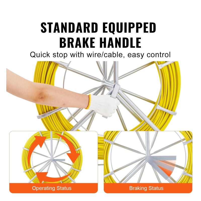 Lasikuituinen kaapelinveto ja putkijousi 183 m 7,9 mm 3 vetopäätä