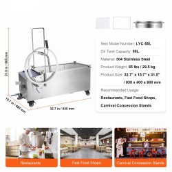 Siirrettävä friteerausöljyn suodatusjärjestelmä 55 litran 10 litraa minuutissa 304 ruostumaton teräs