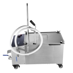 Liikuteltava friteerausöljyn suodatin 38 l säiliö 10 l min 304 ruostumaton teräs pyörillä