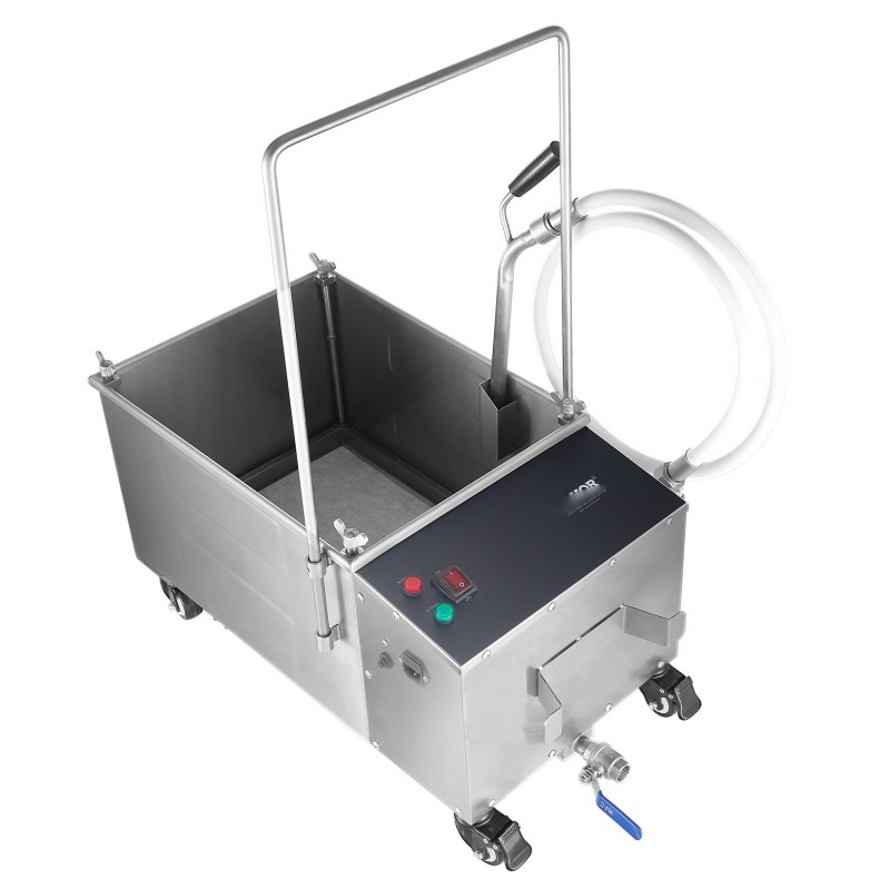 Liikuteltava friteerausöljyn suodatin 38 l säiliö 10 l/min 304-ruostumaton teräs pyörillä