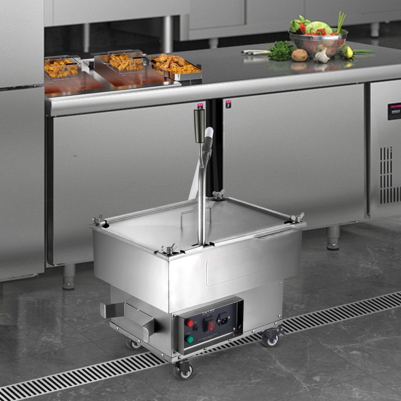 Mobiili friteerausöljyn suodatuslaite 18 l 10 l/min nelitasoinen suodatus 304-ruostumatonta terästä