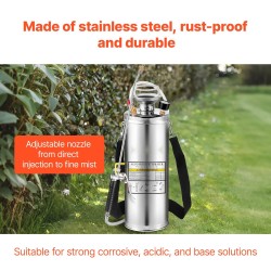 Paineellinen ruisku ruostumattomasta teräksestä 10 L käsikäyttöinen puutarhan ja lattioiden puhdistukseen