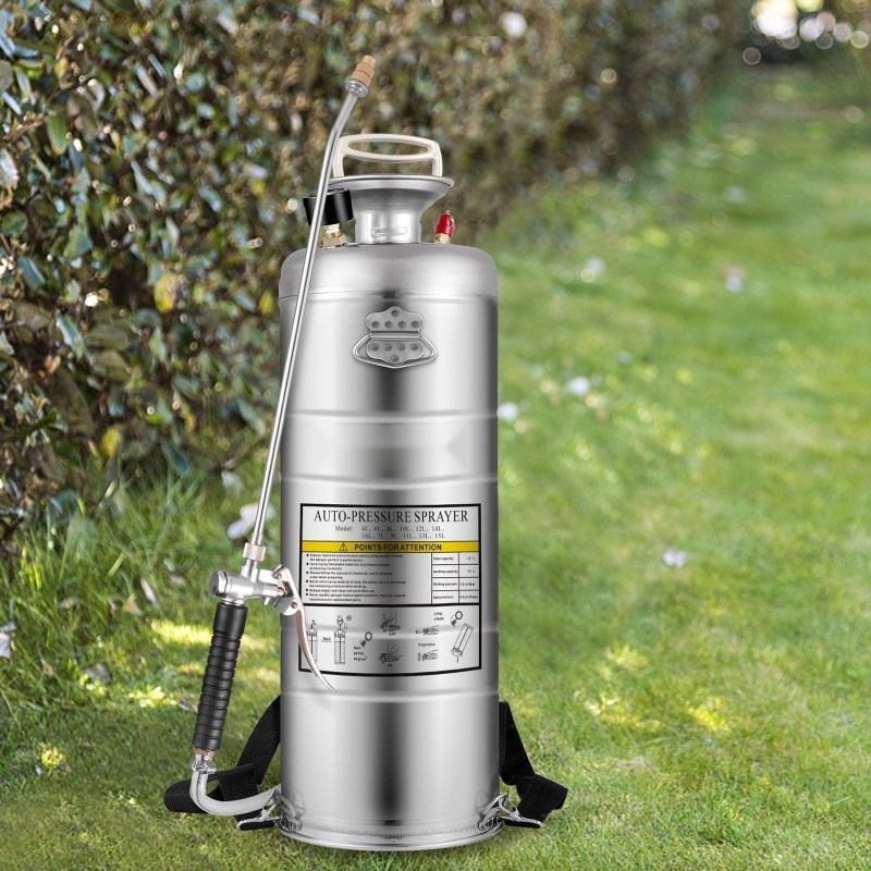 Ruostumaton teräsruisku 12 L käsikäyttöinen säädettävällä messinkisuuttimella kotitalous ja puutarhakäyttöön