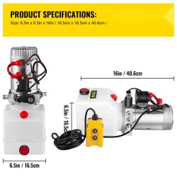 Yksitoiminen hydraulipumppu 12 voltin tasavirtamoottori 1,6–3 kilowattia 4 litran läpikuultava säiliö käsiohjain
