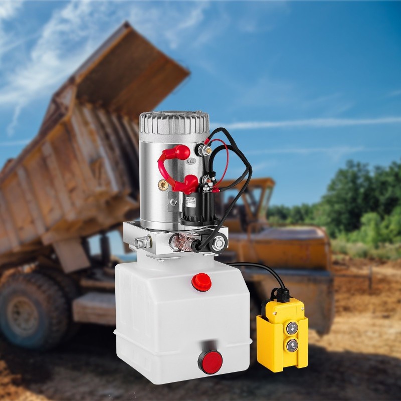 Yksitoiminen hydraulipumppu 12 voltin tasavirtamoottori 1,6–3 kilowattia 4 litran läpikuultava säiliö käsiohjain