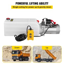 Yksitoiminen hydraulinen tehoyksikkö 12 voltin moottori 8 l läpikuultava muovisäiliö