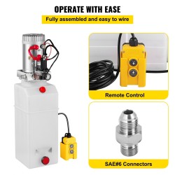 Yksitoiminen hydraulinen tehoyksikkö 12 voltin moottori 8 l läpikuultava muovisäiliö