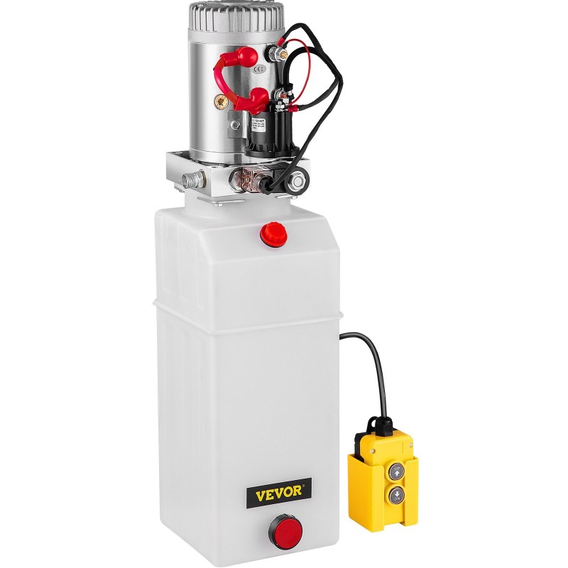 Yksitoiminen hydraulinen tehoyksikkö 12 voltin moottori 8 l läpikuultava muovisäiliö