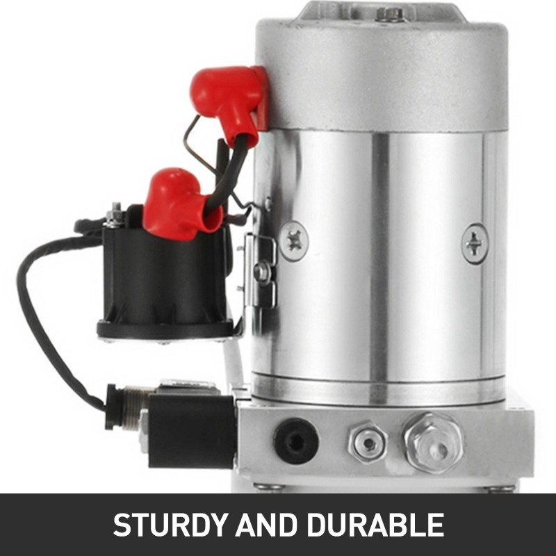 Yksitoiminen hydraulipumppu kahdentoista voltin seitsemän litran läpikuultavalla muovisäiliöllä