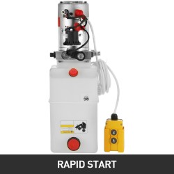 Yksitoiminen hydraulipumppu kahdentoista voltin seitsemän litran läpikuultavalla muovisäiliöllä