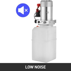 Yksitoiminen hydraulipumppu kahdentoista voltin seitsemän litran läpikuultavalla muovisäiliöllä