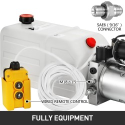 Yksitoiminen hydraulipumppu kahdentoista voltin seitsemän litran läpikuultavalla muovisäiliöllä