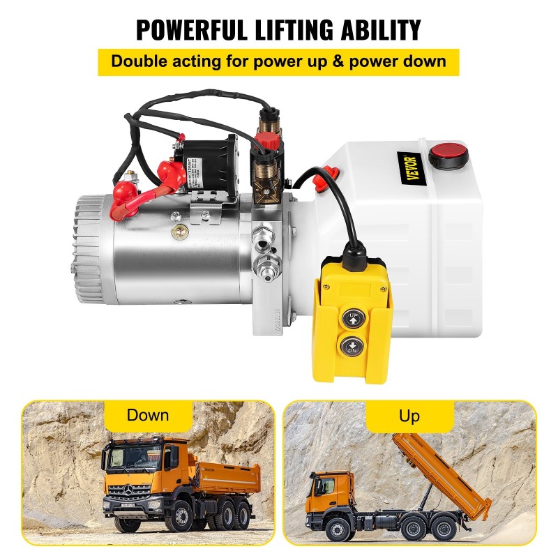 Hydraulipumppu kaksitoiminen 3 l muovisäiliö 12 V 1,6 kW