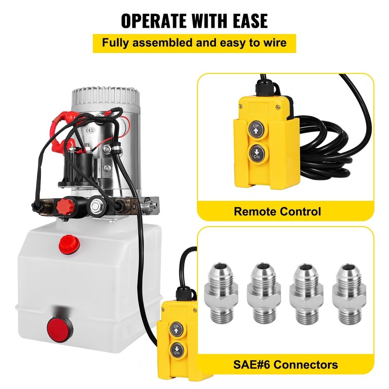 Hydraulipumppu kaksitoiminen 3 l muovisäiliö 12 V 1,6 kW