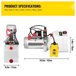 Hydraulipumppu kaksitoiminen 3 l muovisäiliö 12 V 1,6 kW