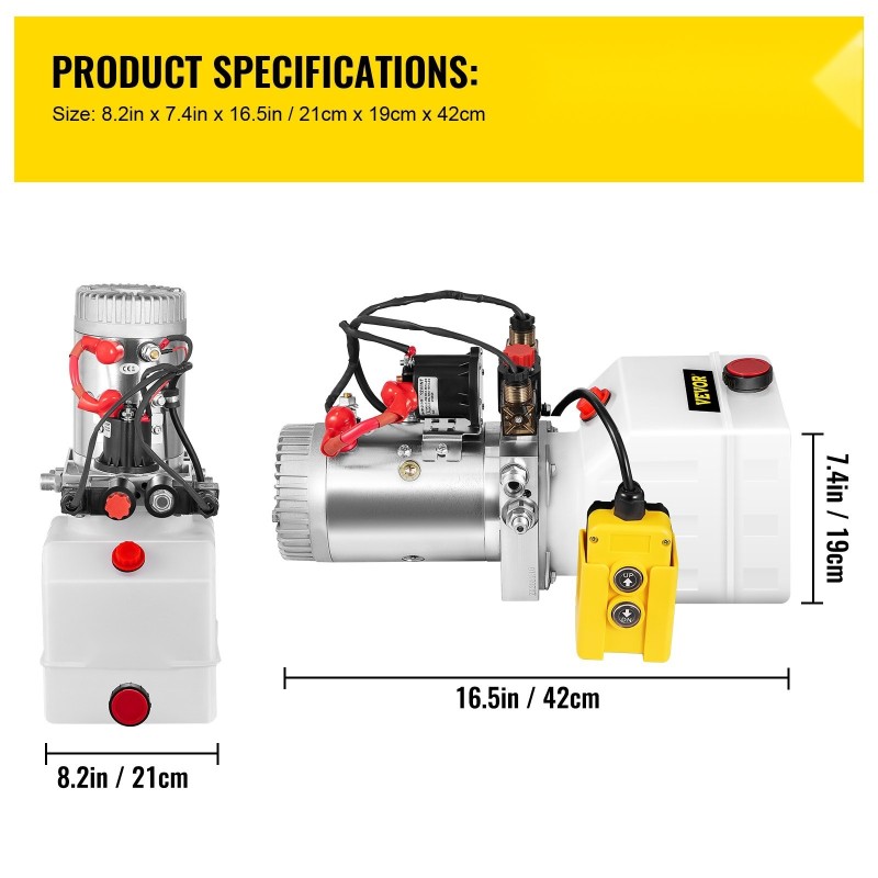 Hydraulipumppu kaksitoiminen 3 l muovisäiliö 12 V 1,6 kW
