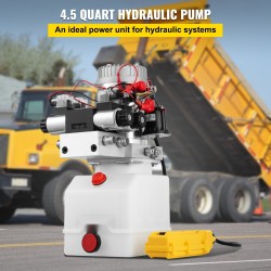 Kaksitoiminen hydraulinen tehopaketti kaksisolenoidinen 12V 1600W 4,5 l muovisäiliöllä