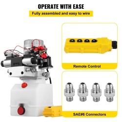 Kaksitoiminen hydraulinen tehopaketti kaksisolenoidinen 12V 1600W 4,5 l muovisäiliöllä