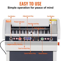 Sähkökäyttöinen paperileikkuri 450 mm leikkausleveys 40 mm paksuus LCD-näyttö automaattinen paperin työntö