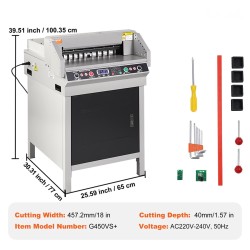 Sähkökäyttöinen paperileikkuri 450 mm leikkausleveys 40 mm paksuus LCD-näyttö automaattinen paperin työntö