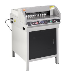 Sähkökäyttöinen paperileikkuri 450 mm leikkausleveys 40 mm paksuus LCD-näyttö automaattinen paperin työntö