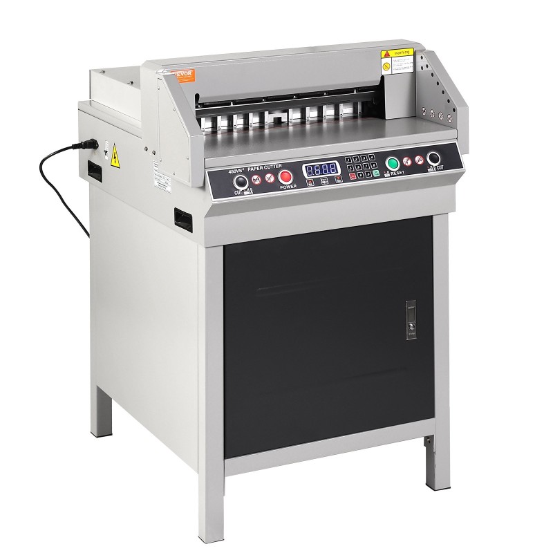 Sähkökäyttöinen paperileikkuri 450 mm leikkausleveys 40 mm paksuus LCD-näyttö automaattinen paperin työntö
