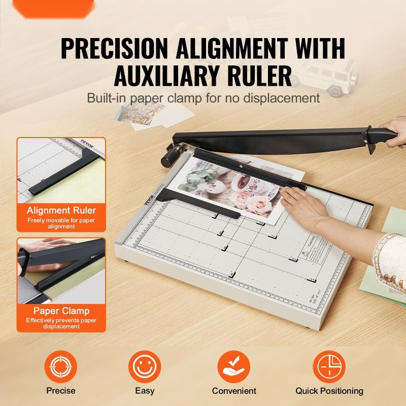 Giljotiinipaperileikkuri 457 mm 20 arkkia 45 terästerä suoja-aita terälukitus kotitoimistoon