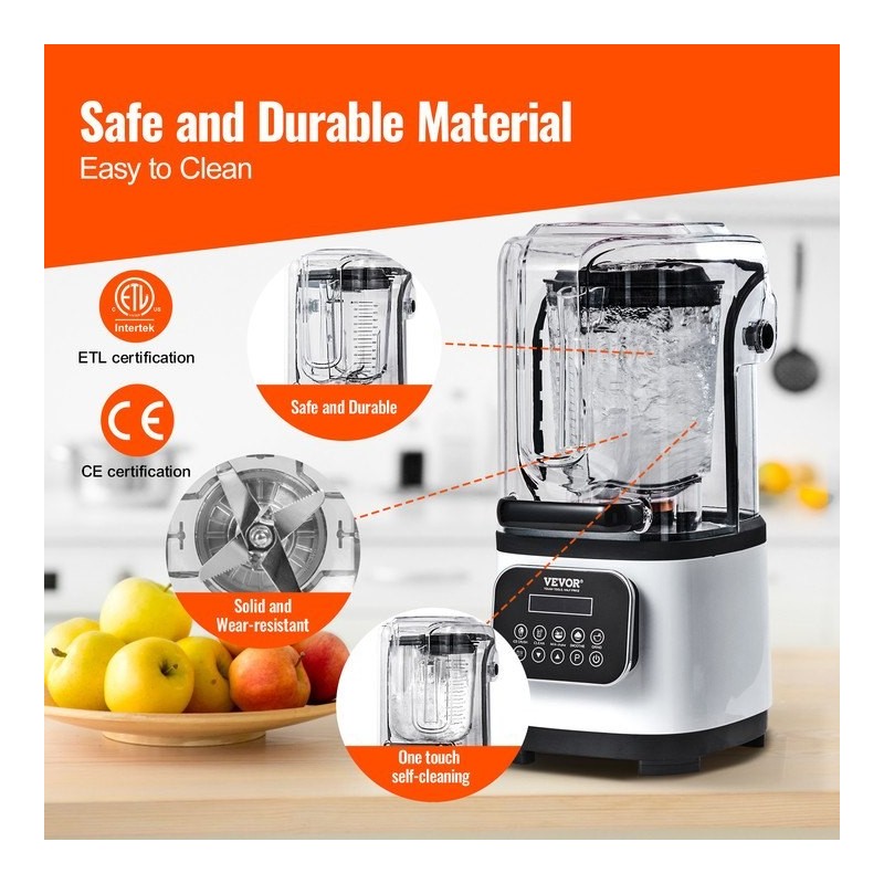 Blenderi ammattilaiskäyttöön kahden litran muovikannu yhdeksän nopeutta viisi toimintoa pirtelöihin valkoinen